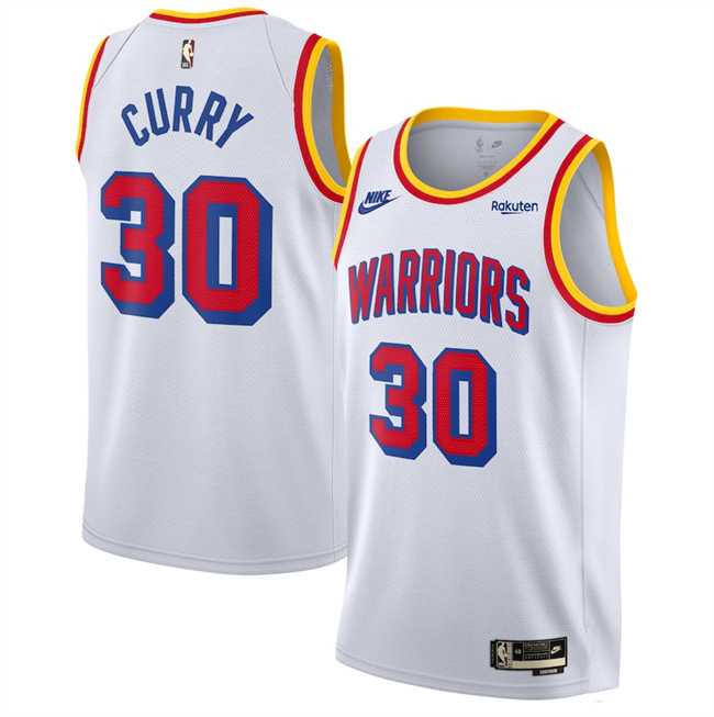 Men%27s Golden State Warriors #30 Stephen Curry White 2024-25 Classic Edition Swingman Stitched Jersey Dzhi